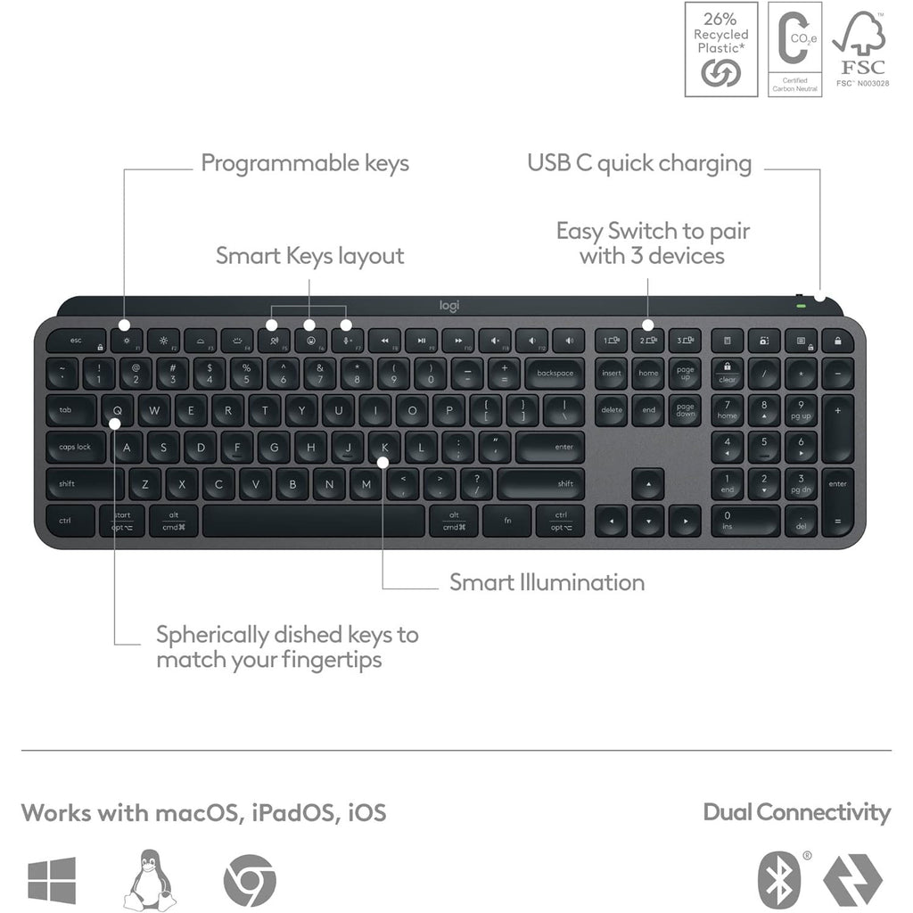 Logitech MX Keys S Wireless Illuminaed Keyboard Graphite buy at best Price in Pakistan.