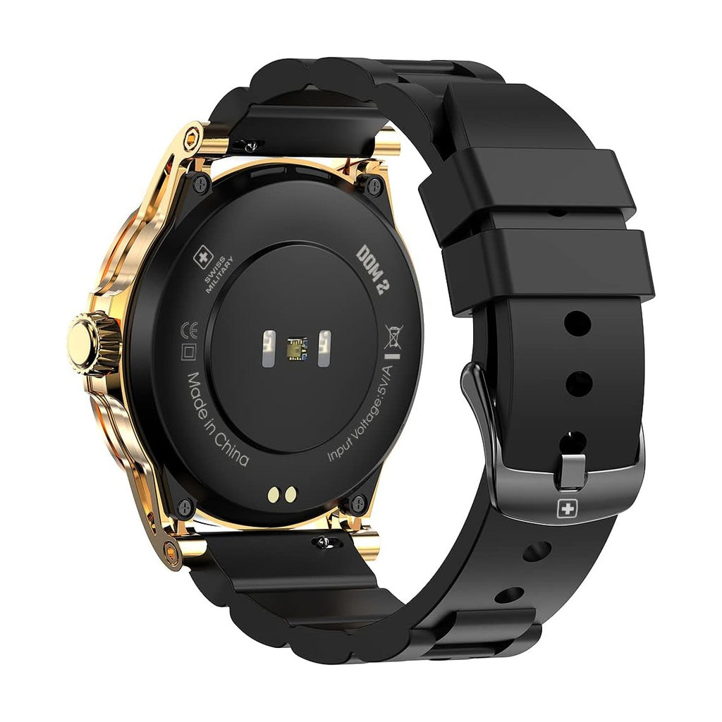 Swiss Military Dom 2 Smart Watch Yellow Gold Frame & Silicon Black Strap now available at good Price in Pakistan.
