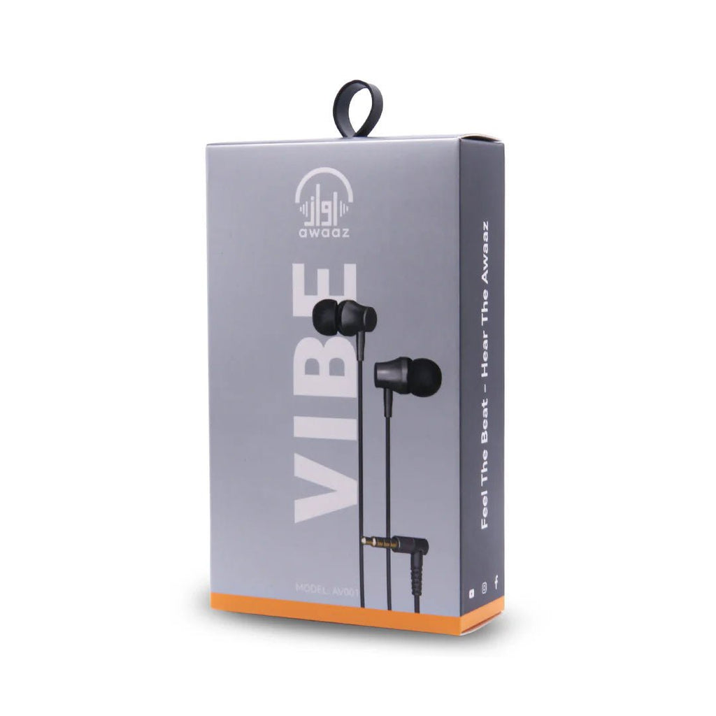 Awaaz Vibe 3.5mm Earphones Black AV001 - Al Hamd Tech