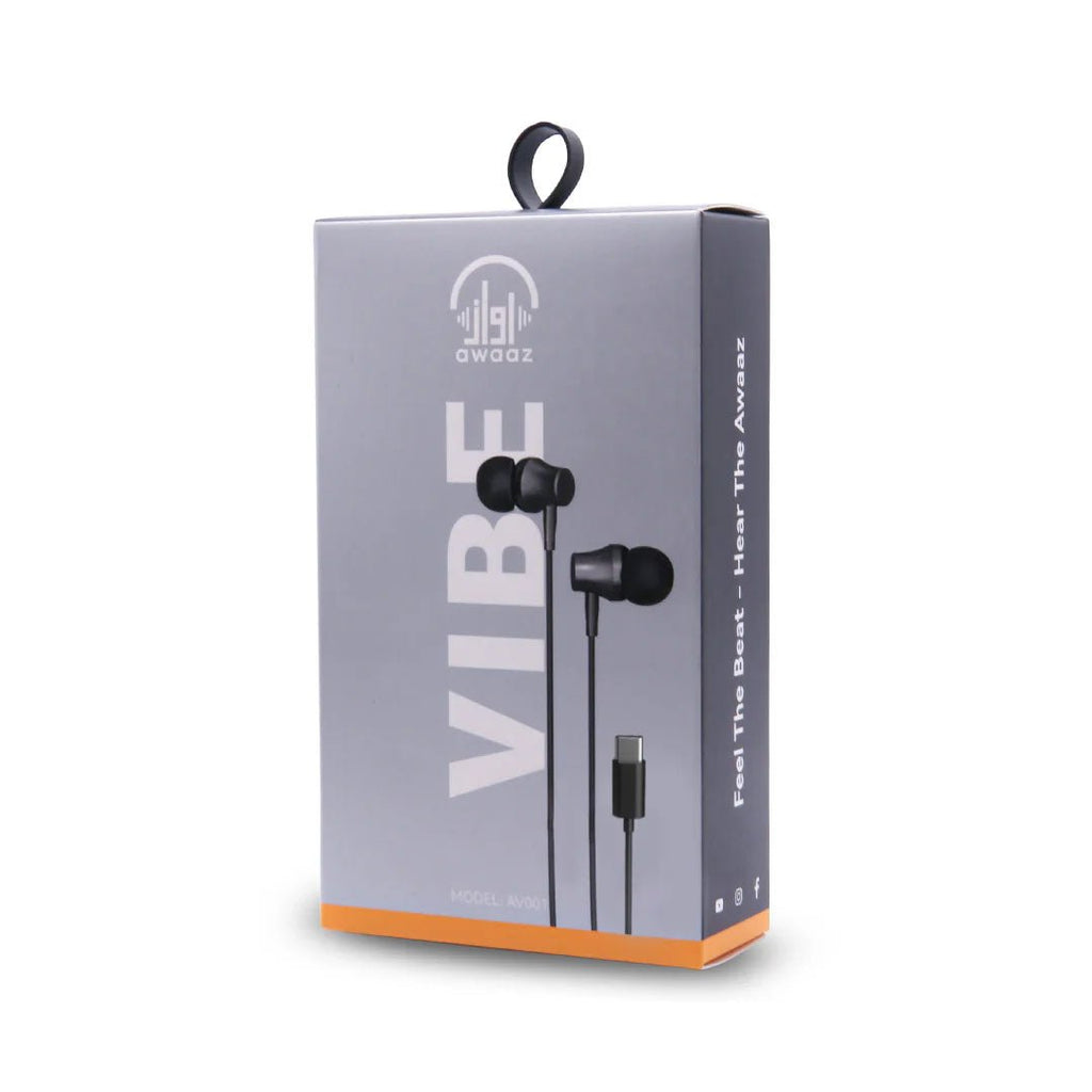 Awaaz Vibe Type C Earphones Black AV002 - Al Hamd Tech