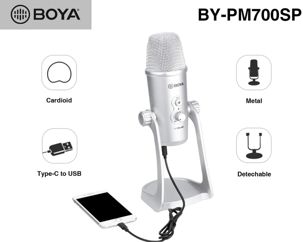 Boya BY - PM700SP Pre - polarized Condenser USB Microphone - Al Hamd Tech