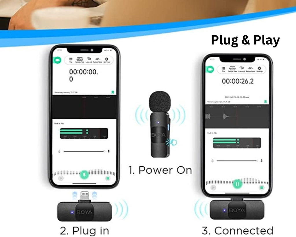 Boya BY-V1 Wireless Microphone System for iOS in Pakistan.