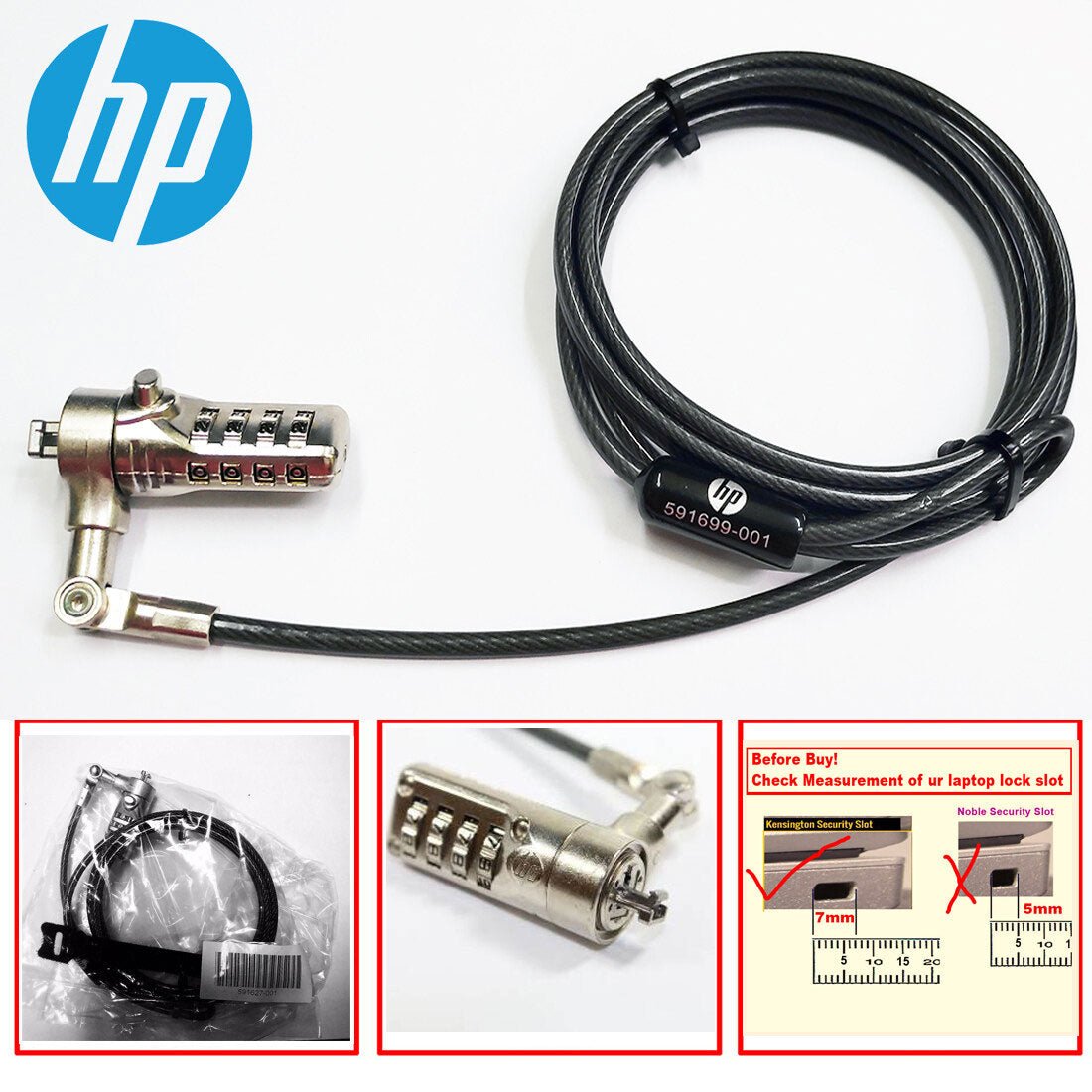 Hp Notebook Lock HP 591699-001 Combination Type Notebook Lock K-Slot 7 mm 1.8M – Al Hamd ...