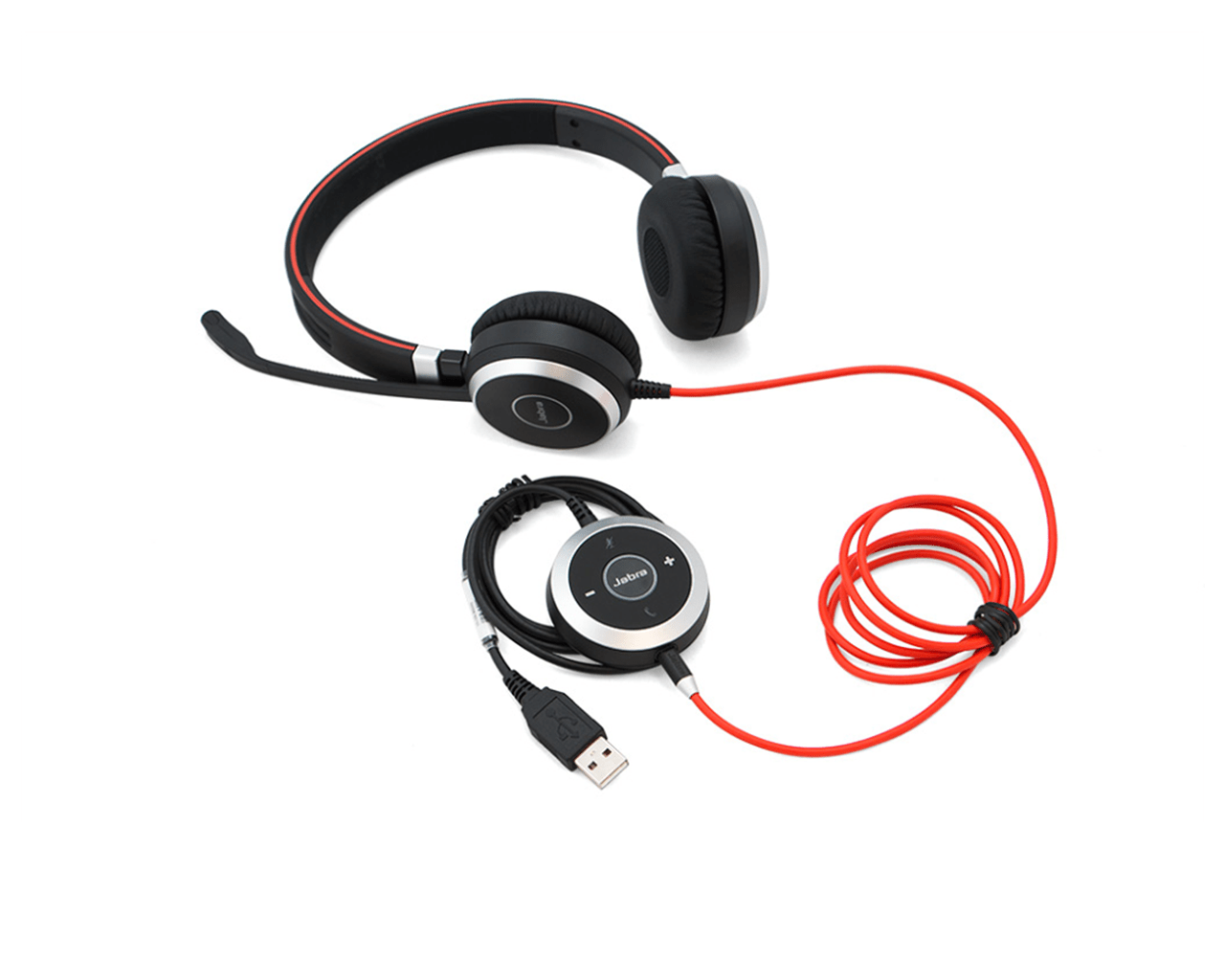 Jabra Evolve 40 UC Mono USB-C Wired Headset Jabra Evolve 40 UC Stereo Headset \u2013 Unified Communications Headphones for  VoIP Softphone with Passive Noise Cancellation \u2013 USB-Cable with Controller  \u2013