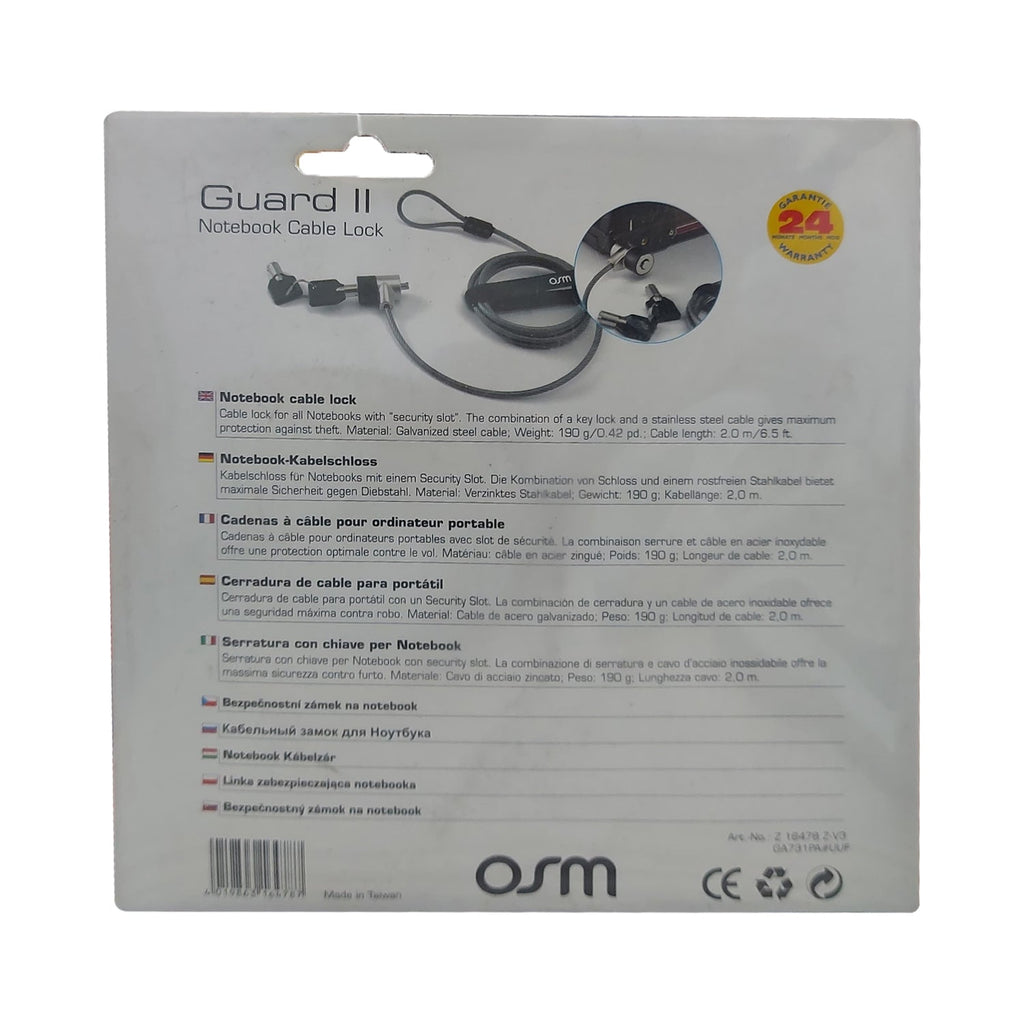 OSM Guard II K-Slot 7 mm Notebook Cable Lock 2M available in Pakistan