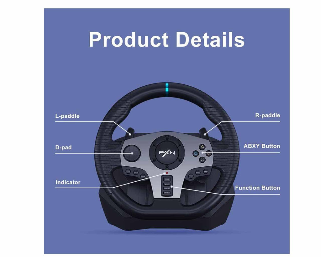 PXN - V9 Gaming Steering Racing Wheel + Pedal + Gear - Al Hamd Tech