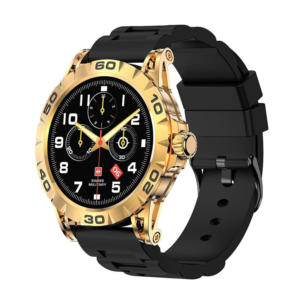 Swiss Military Dom 2 Smart Watch Yellow Gold Frame & Silicon Black Strap available in Pakistan.