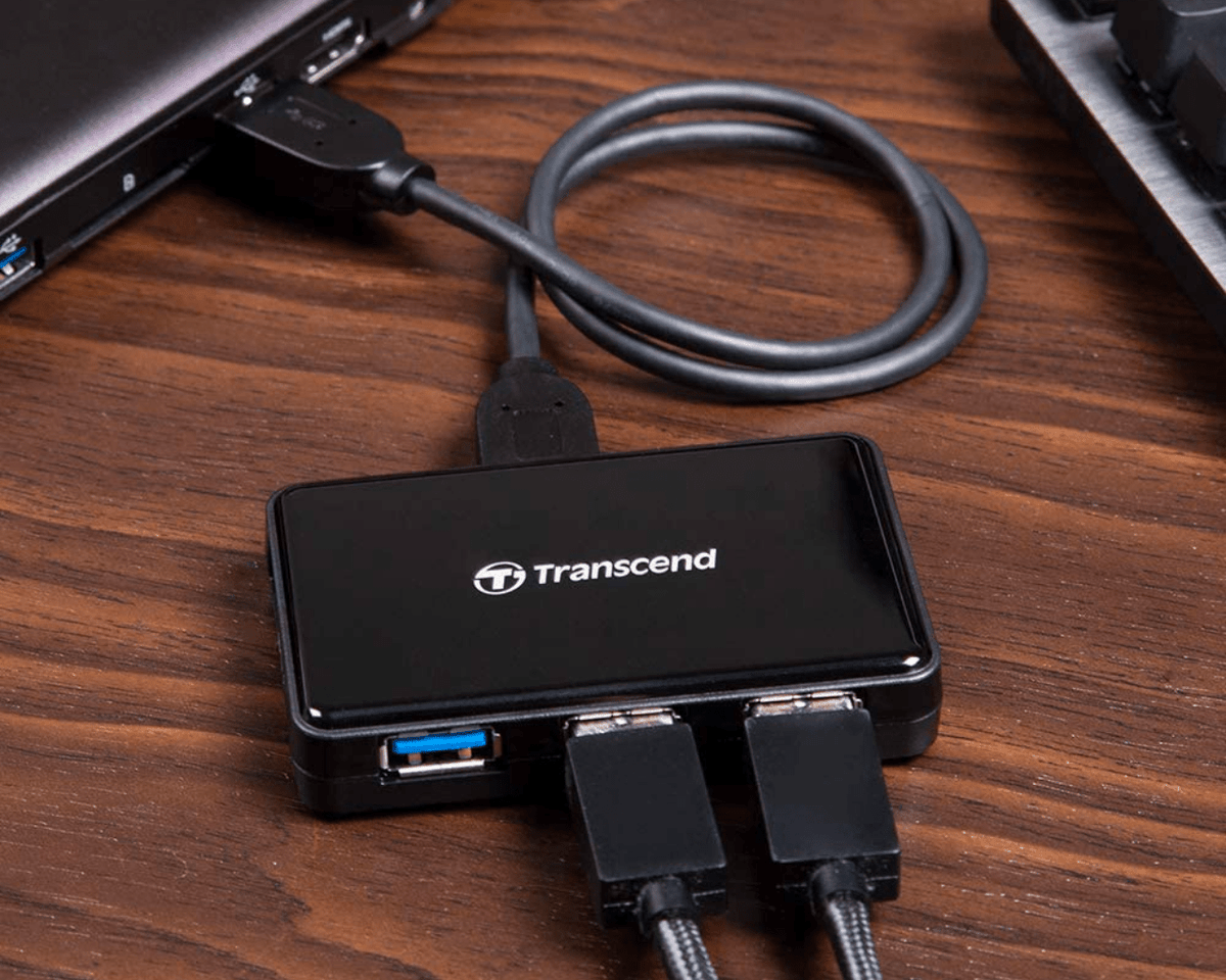 Transcend 4 Port USB Hub With Adapter | Best 4 Port USB Hub – Al Hamd Tech