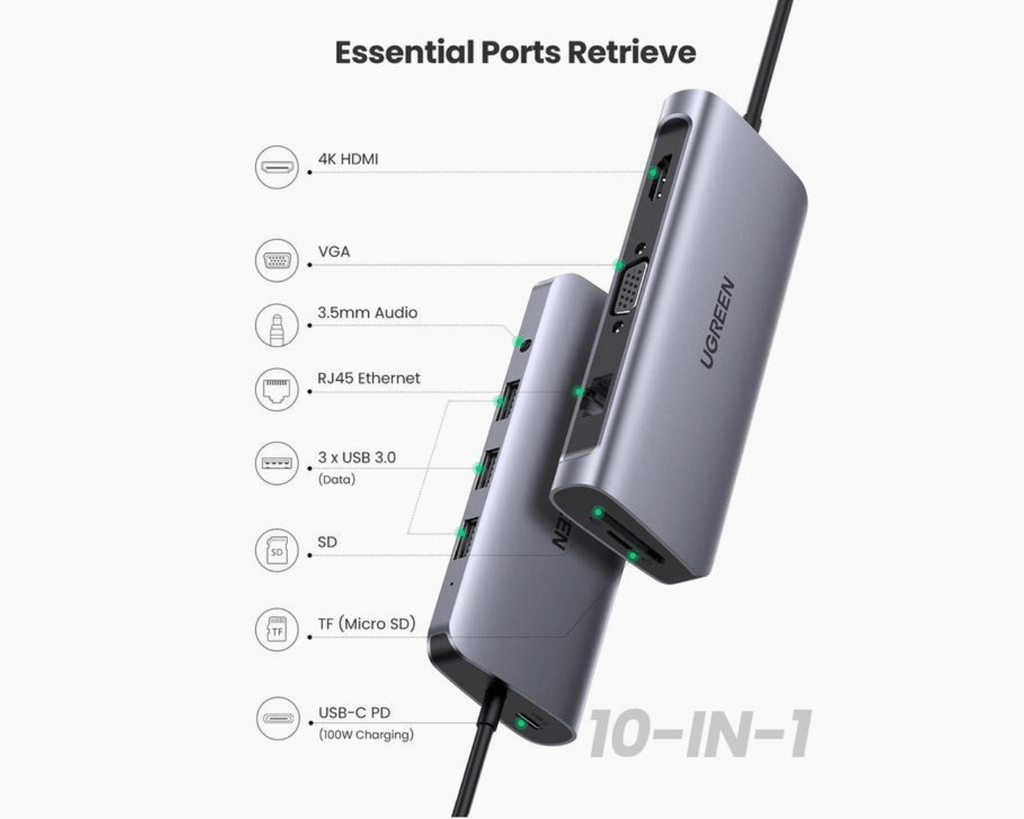 UGREEN 10 in 1 Multifunctional Adapter 80133 in Pakistan.