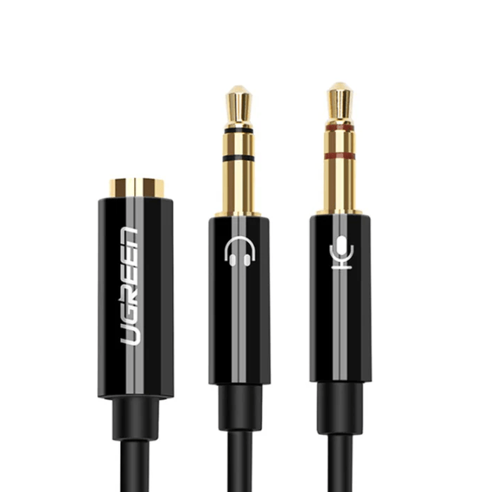 UGREEN 3.5mm Female to 2 Male Audio Cable Black 20898 - Al Hamd Tech