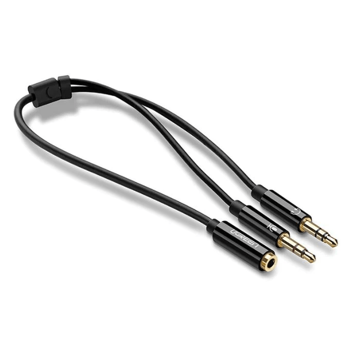 UGREEN 3.5mm Female to 2 Male Audio Cable Black 20898 - Al Hamd Tech