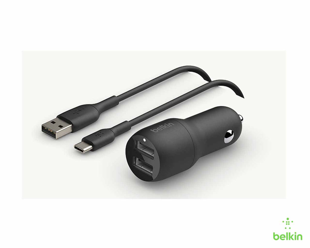 Belkin Dual USB Car Charger 24W + USB-C Cable CCE001bt1MBK in Pakistan