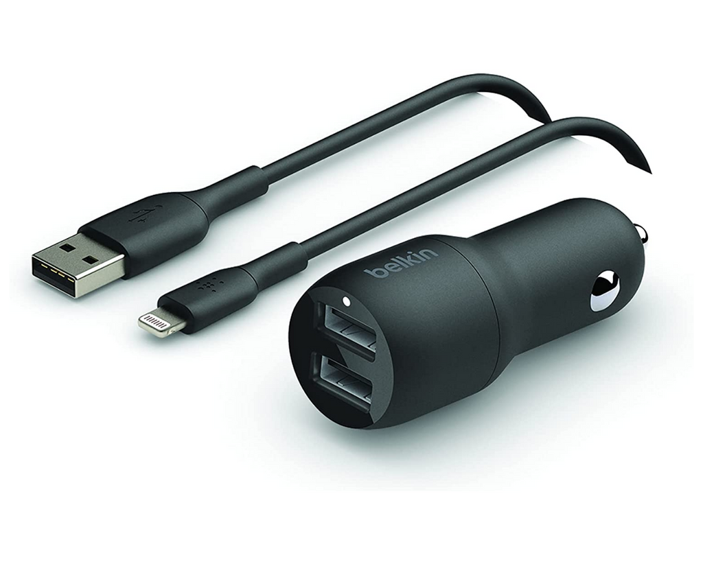 Belkin BOOST↑CHARGE Dual USB-A Car Charger 24W+Lightning Cable Best Price in Pakistan